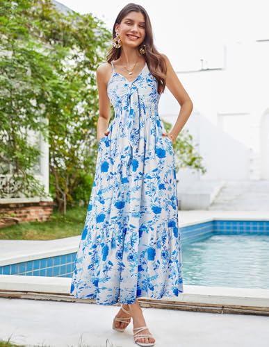 Image of GRACE KARIN Womens Summer Floral Maxi Dresses 2026 Long Flowy Boho Dress Beach Vacation Sundresses Casual Clothes with Pocket