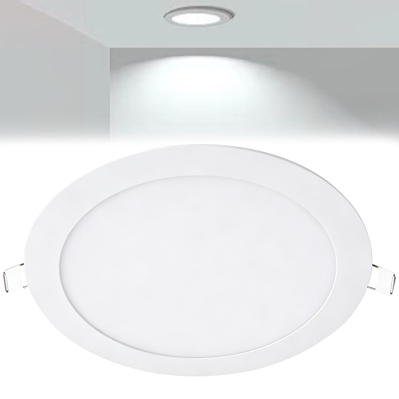 VOGHMOLD 18W Ultra Slim LED Downlight 9 inch, 6000K Recessed Ceiling Light, Cut Φ205-210mm, AC85-265V Flush Mount Spotlights Aluminum Round Panel Lights for Office Hallway, 1 Pack