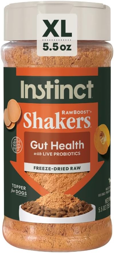 Instinct RawBoost Shakers, Freeze-Dried Dog Food Powder Topper, Chicken - Gut Health, 5.5 oz. Bottle