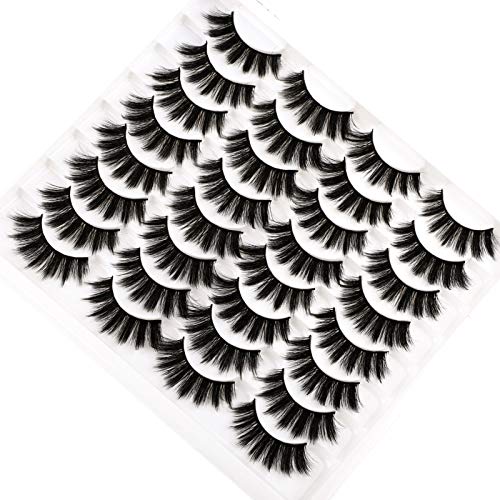 16 Pairs False Eyelashes Fluffy Volume Wispy Faux Mink Lashes Natural Look Makeup Fake Lashes Thick Luxury Soft Handmade Lashes Pack