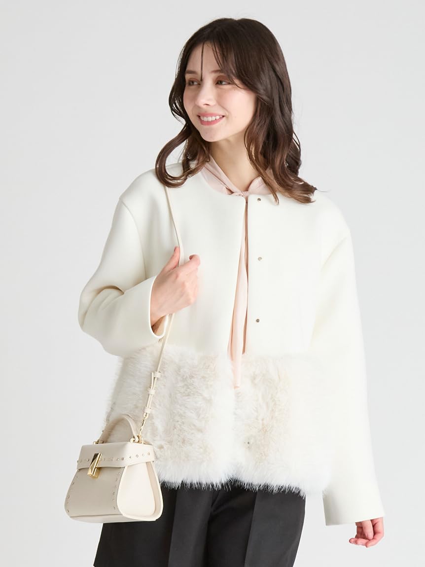 4521【美品】セルフォード　レースジャケット ジップアップ　ブルゾン 白 S 4521【美品】セルフォード レースジャケット ジップアップ