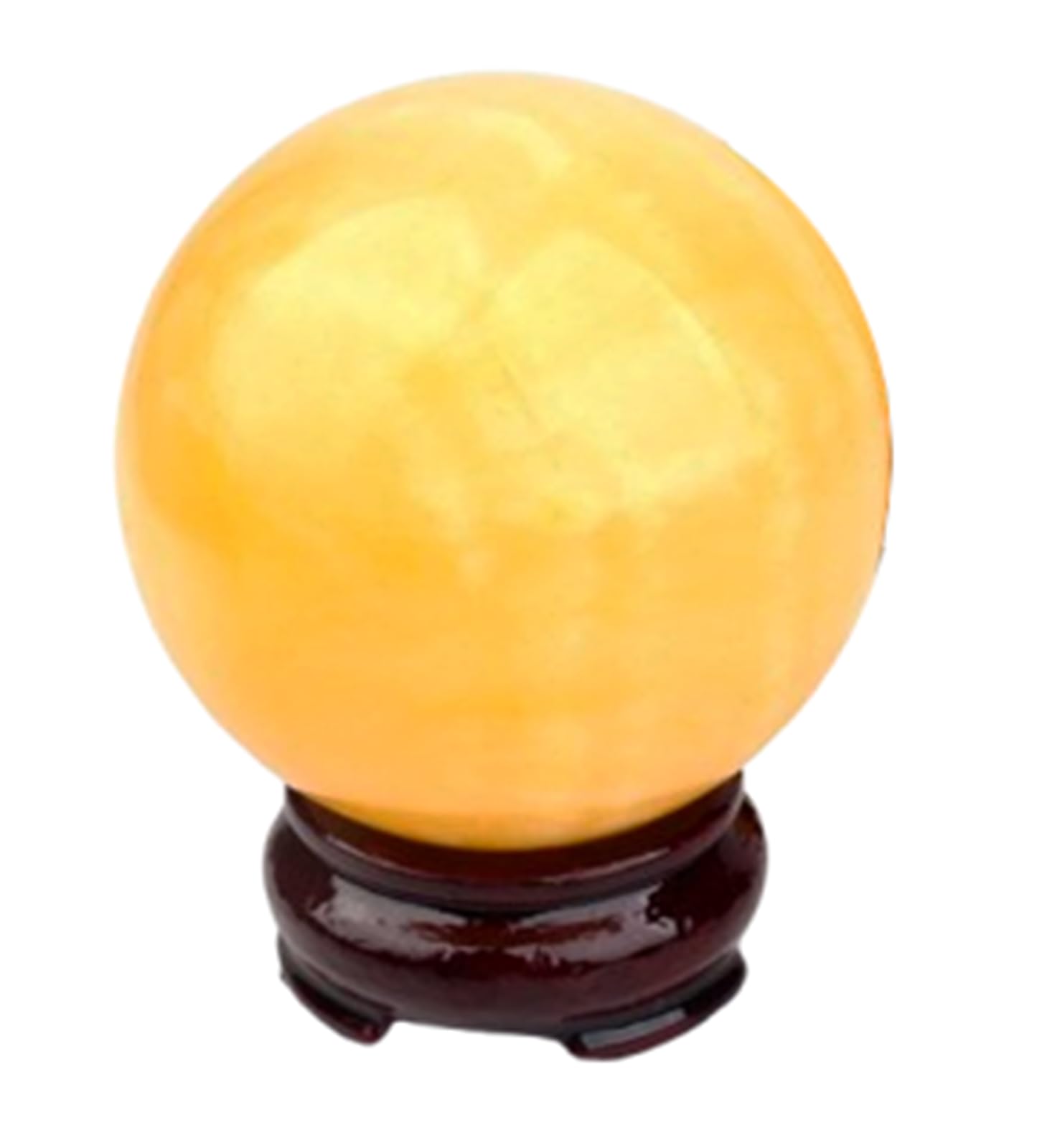 DPURPIWADY Large Yellow Jade Crystal Ball Beige Topaz Crystals Sphere with Wooden Stand Home Decor for, Feng Shui,3.9"(10cm)
