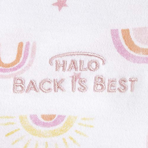 Image of HALO 100% Cotton Sleepsack Swaddle, 3-Way Adjustable Wearable Blanket, TOG 1.5, Sunshine Rainbows, Small, 3-6 Months