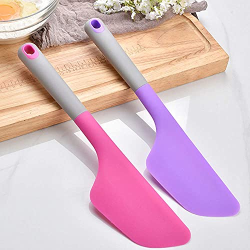 Image of Baskety Silicone Spatula Multipurpose Kitchen Baking Tool for Cake, Cream, Butter & Mixing Silicone Utensil (Dark Pink, Pack of 2)