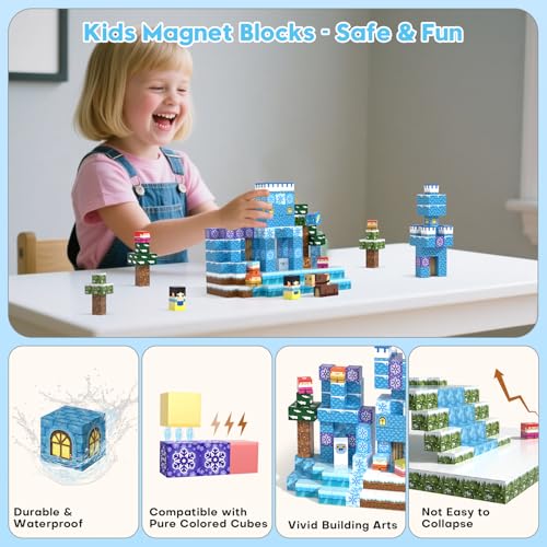 Kryzomat Magnetische Bausteine 150 PCS, Magnetbausteine Eiswelt Thema – Ansicht 5