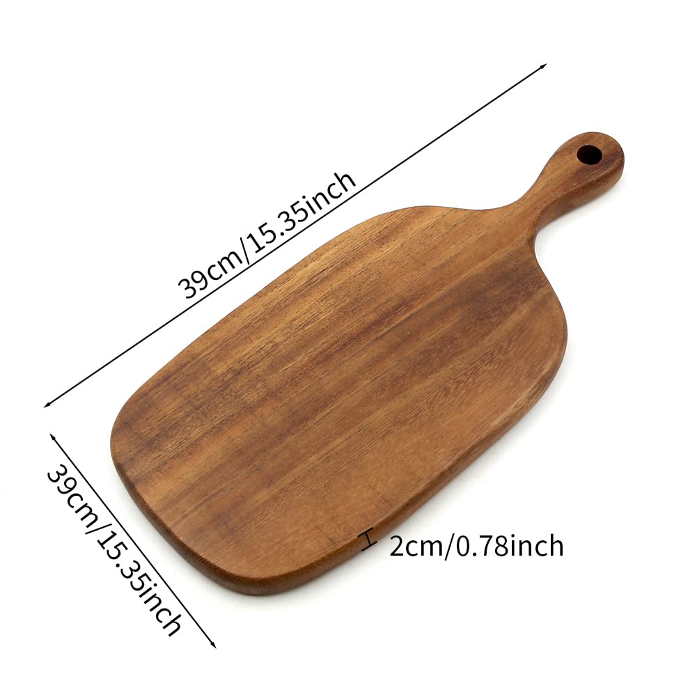 Black Walnut Cutting Boards with Handle and Hole,Square Walnut Wooden Chopping Boards Wood Charcuterie Serving Bread Board Solid Wood Serving Tray for Home Kitchen Meat Cheese Pizza Display Fruit - Image 2