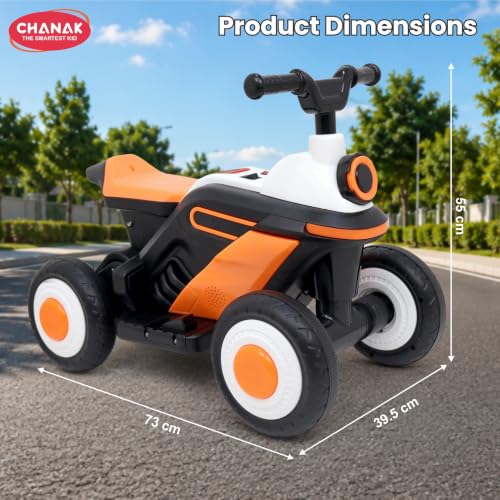 Image of Chanak Giggly Wheels Electric Kids Bike, 4 Wheel Ride On ATV for Boys & Girls, Quad Bike with Music, LED Lights, Forward Reverse Function & Rechargeable Battery Electric Bike for Kids 3+