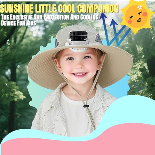 Solar Fan Hat for Kids Wide Brim,2025 New Solar & USB Charging with Removable Fan - Outdoor Hat for Beach, Fishing, Gardening3