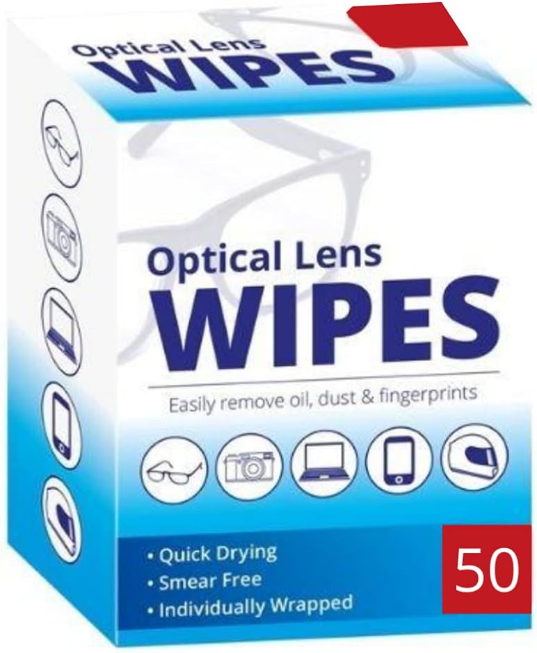 FabFinds Optical Lens Wipes Individually Wrapped Quick Drying Formula and Smear Free (100)