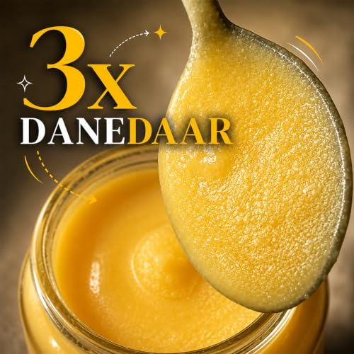 Image of Doodhvale Farms A2 Cow Ghee 900ml | Vedic Desi Gir Cow Ghee | Bilona Method | Grass Fed | 100% Pure & Preservative Free | Traditionally Churned Danedar Ghee | Non-GMO | Lab Certified | Glass Bottle