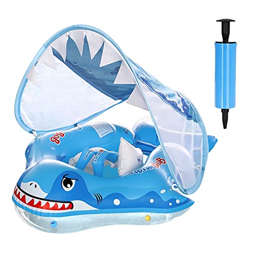 Schwimmring Baby mit Sicherheitsgurt Schwimmen mit abnehmbarem Sonnendach Float Kinder Schwimmsitz Kinder Schwimmreifen Float Ring mit Airbag Baby Schwimmtrainer Baby Schwimmhilfe ab 6 - 36 Monate