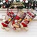 Aiduy Christmas Stockings, 3 Pack 18" Large Size Xmas Stockings Decorations with 3D Santa Snowman Reindeer Fireplace Hanging Stockings for Family Holiday Season Decor and Party Accessories