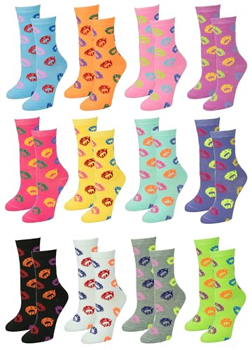Image of Gelante 12-Pair Women's Crew Socks, Soft Thin Lightweight Breathable Athletic & Casual