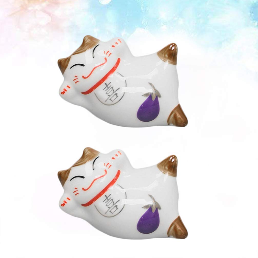 Repose-Baguettes, Support pour Baguettes de Restaurant, Motif Chat Porte-Bonheur Mignon, en céramique, de Style Japonais, pour fourchettes, cuillères, Couteaux et pinceaux (Lot de 6).