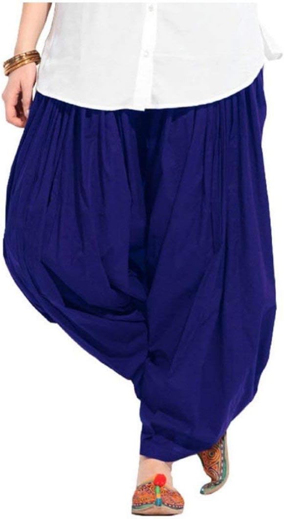 Prabha Creations Women's Loose fit Cotton semi Patiyala Salwar White