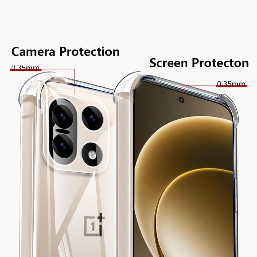 Top | Clear Case Compatible with OnePlus 15 5G, Slim Fit TPU Transparent Soft Back Cover with 4 Corner Shockproof Airbag and Camera Lens Protection for Oneplus15 | 5G 2026 - view 1