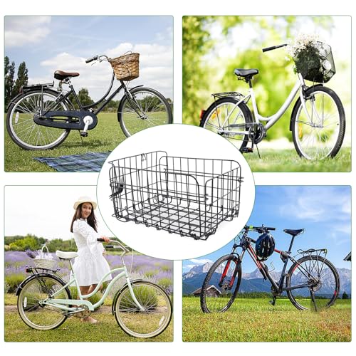 Fahrradkorb Hinten Fahrradkörbe stabil faltbar Fahrradkorb mit Gepäcknetz Hundekorb Fahrrad Hinten für Gepäckträger, Bike Basket aus Metall (Fahrradkorb mit Gepäcknetz)