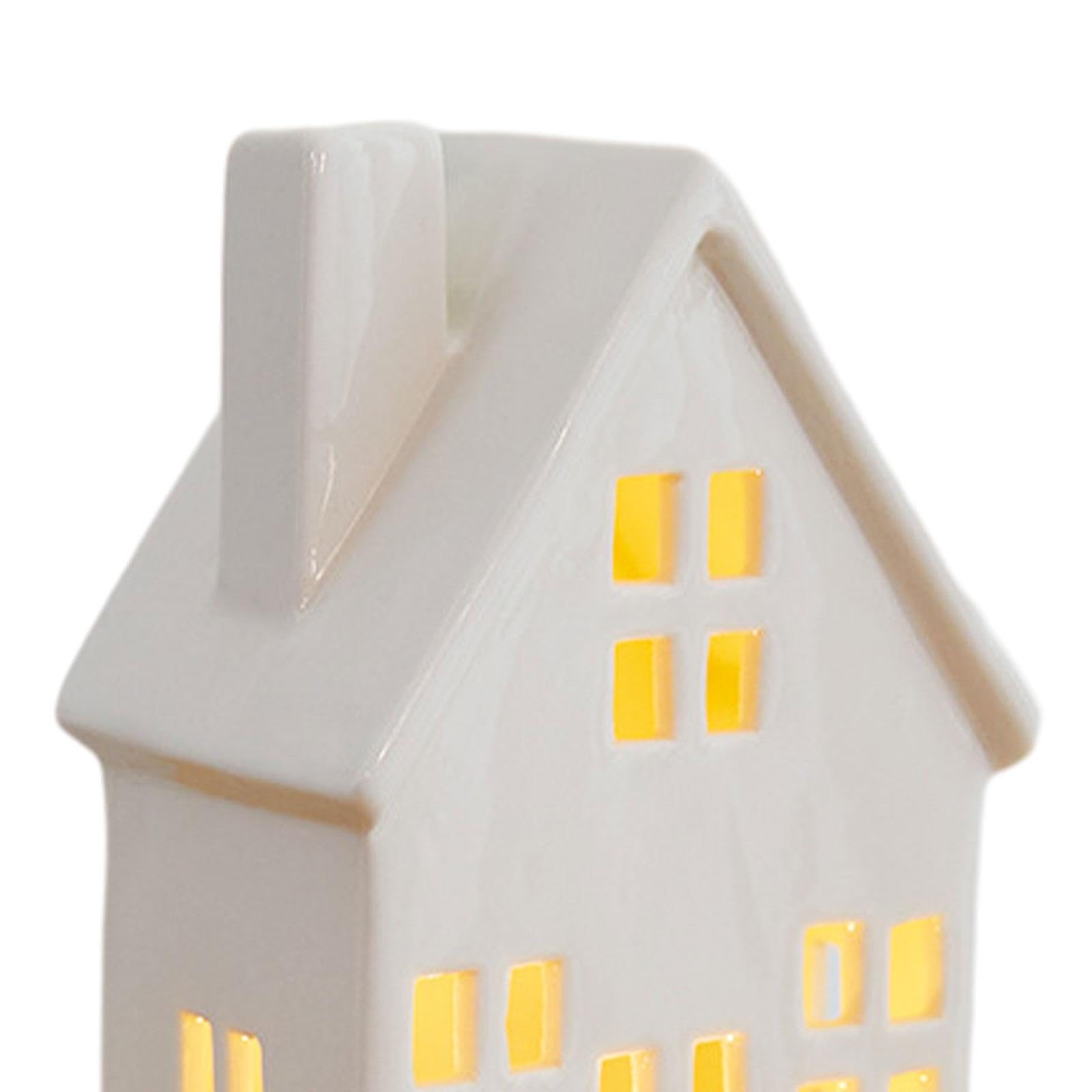 Adorno de Escritorio Iluminado para Pueblo Navideño, Figura de Construcción de Casas Rústicas de Cerámica, Decoraciones Navideñas para Interiores, Estilo C, Individual