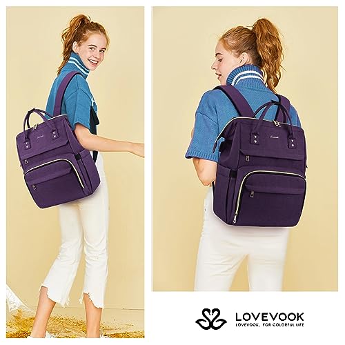 Image of LOVEVOOK Laptop Backpack for Women,17 Inch Professional Womens Travel Backpack Purse Computer Laptop Bag Nurse Teacher Backpack,Waterproof College Work Bags Carry on Back Pack with USB Port
