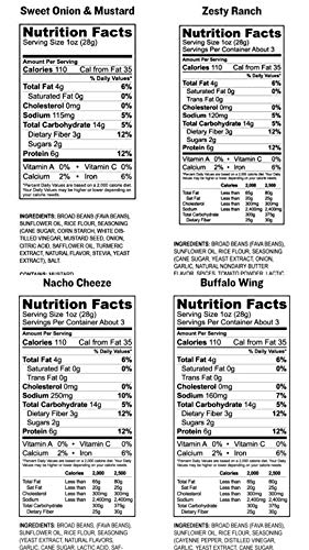 Enlightened Bada Bean Bada Boom Plant-based Protein, Gluten Free, Vegan, Non-GMO, Soy Free, 4 New Flavors Variety Pack, Zesty Ranch, Sweet Onion & Mustard, Nacho Cheese, Buffalo Wing, (4 Pack)