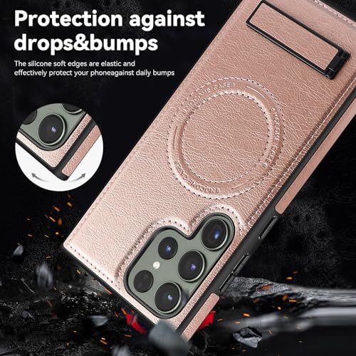 Image of Lunivop for Samsung Galaxy S24 Ultra Case 6.8 inch PU Leather Rose Gold