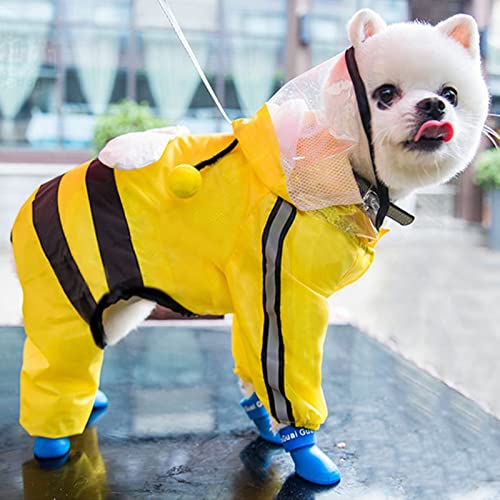 Chubasquero para perros con capucha impermeable de doble capa y diseño de abeja reflectante 4