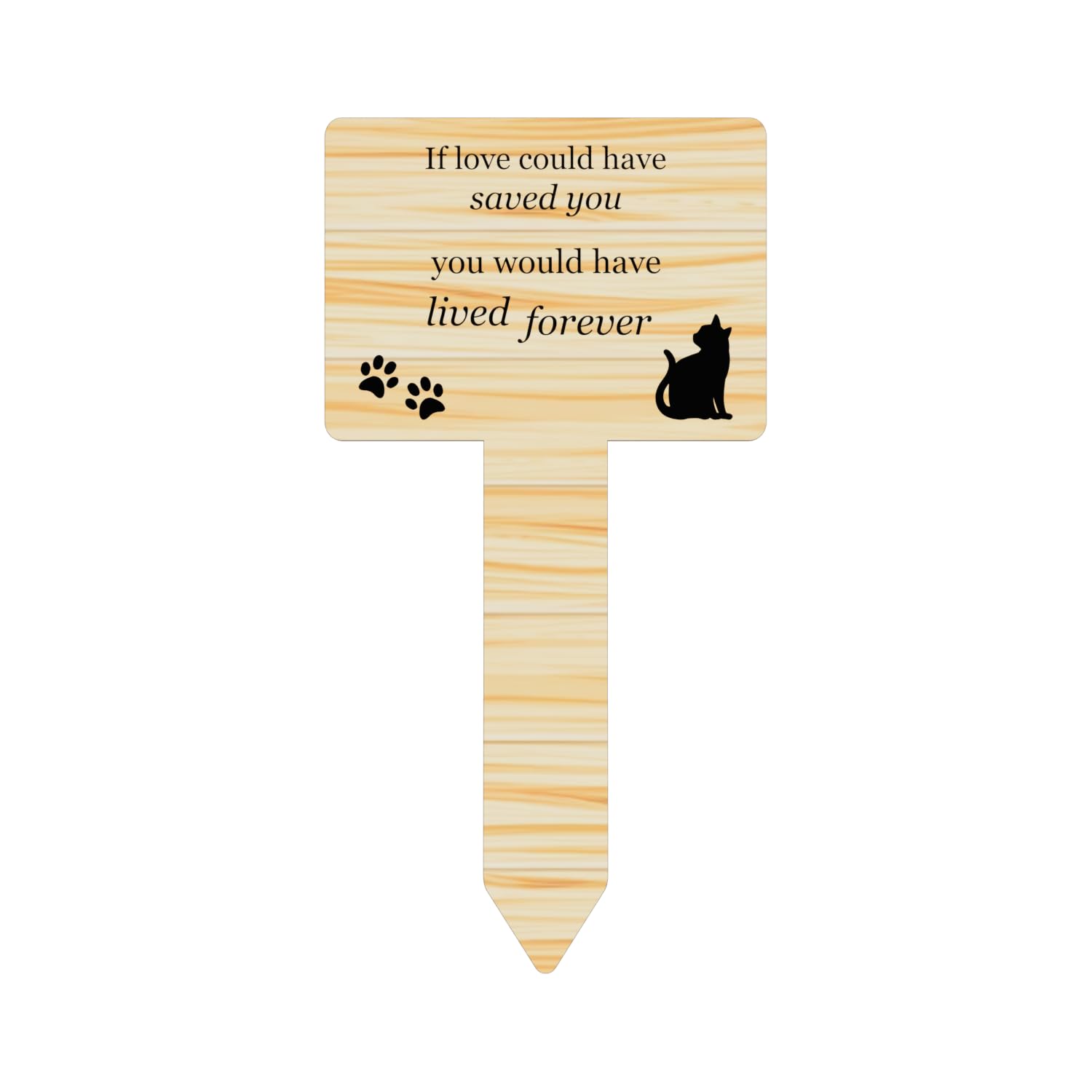 Origindesigned Silver Cat Memorial Remembrance Plaque With Ground Stake - Perfect Pet Tribute With A Choice Of Remembrance Poems. Waterproof And Hardwearing. Shipped Globally. (Lived Forever)