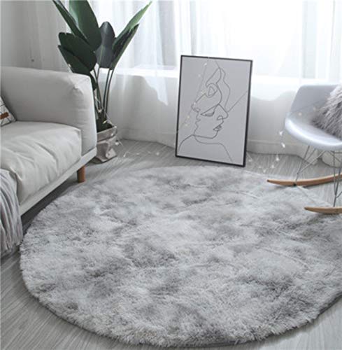 Shaggy Tapis Pour Kids Room,Ronde Molle Tapis Pour Chambre à Coucher,Tapis De Sol Hirsute Décor De Chambre De L'adolescence,Tapis De Secteur De Furry Pour La Chambre De Pépinière-Gris. Diameter60cm(24 Cover