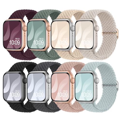 Image of 8 Pack Braided Stretchy Solo Loop Compatible with Apple Watch Bands Women
