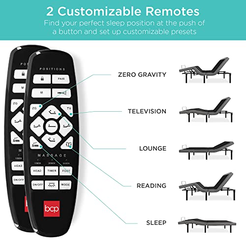 Best Choice Products Ergonomic Split King Size Adjustable Bed, Zero Gravity Base For Stress Management W/Head And Foot Incline, Wireless Remote Control, Massage, Under-Bed Nightlight, And Usb Ports #TOP2