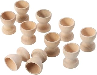 VICASKY 10pcs Wooden Egg Cups Unfinished Blank Wooden Easter Egg Stand Holder Display Boiled Egg Holder Unpainted Wood Bowls Condiment Bowls Wooden Egg Holders Dipping Sauce Bowls