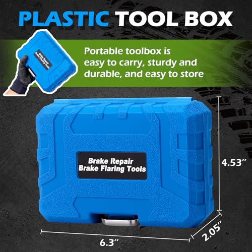 Image of Brake Line Flaring Tool Kit, 3 /16″ and 1 /4″ SAE Double Flare Tool for Brake Lines, Creates Single Double & Bubble Flares for Vehicle Brake & Hydraulic Lines (7-Piece)