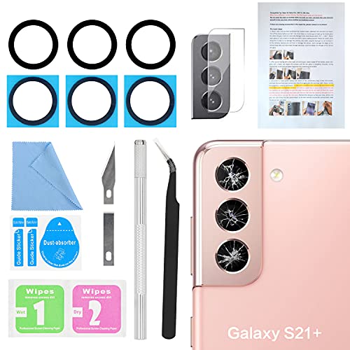 2PCS ASDAWN Back Lens Glass for Samsung Galaxy S21 / S21+ All Carriers, Galaxy S21 and S21 Plus Back Rear Camera Lens Glass Replacement with Free Lens Film + Installation Manual + Repair Tool Set