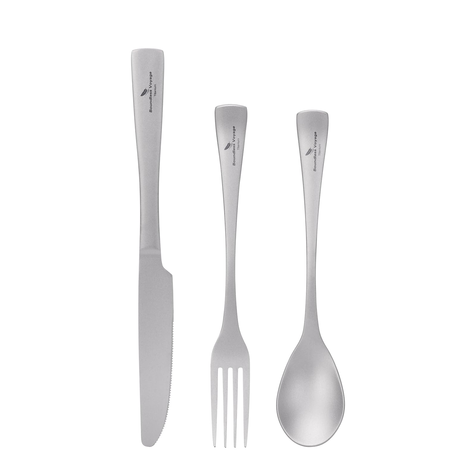 Boundless Voyage Titanium Ultralight Cutlery Set, Long Handle Spoon Knif and Spork, Camping Flatware, Travel Utensils with Bag Ti1055A-I