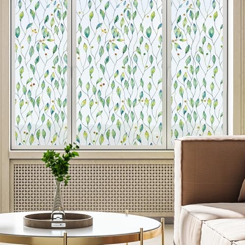 Película de ventana para privacidad con hojas verdes 31.5 x 78.7 in miniatura 5