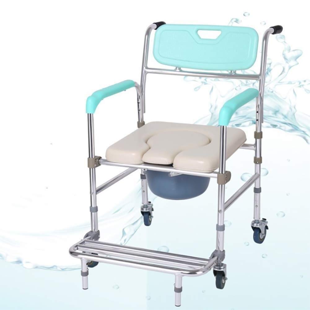 Sgabello da Doccia, Sedile da Doccia, Sedia A Rotelle, Sedia da Toilette Pieghevole con Ruote Piccole E Silenziose, Sedia A Rotelle Automatica Impermeabile