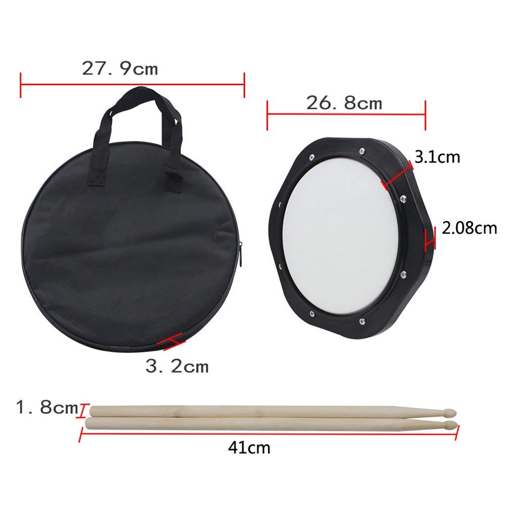 Almohadilla de Tambor Silenciosa, Ligera y Portátil de 1 Pulgadas para Entrenamiento de Percusión, Pad de Práctica de Plástico Negro para Bateristas, Estudiantes y Hogar
