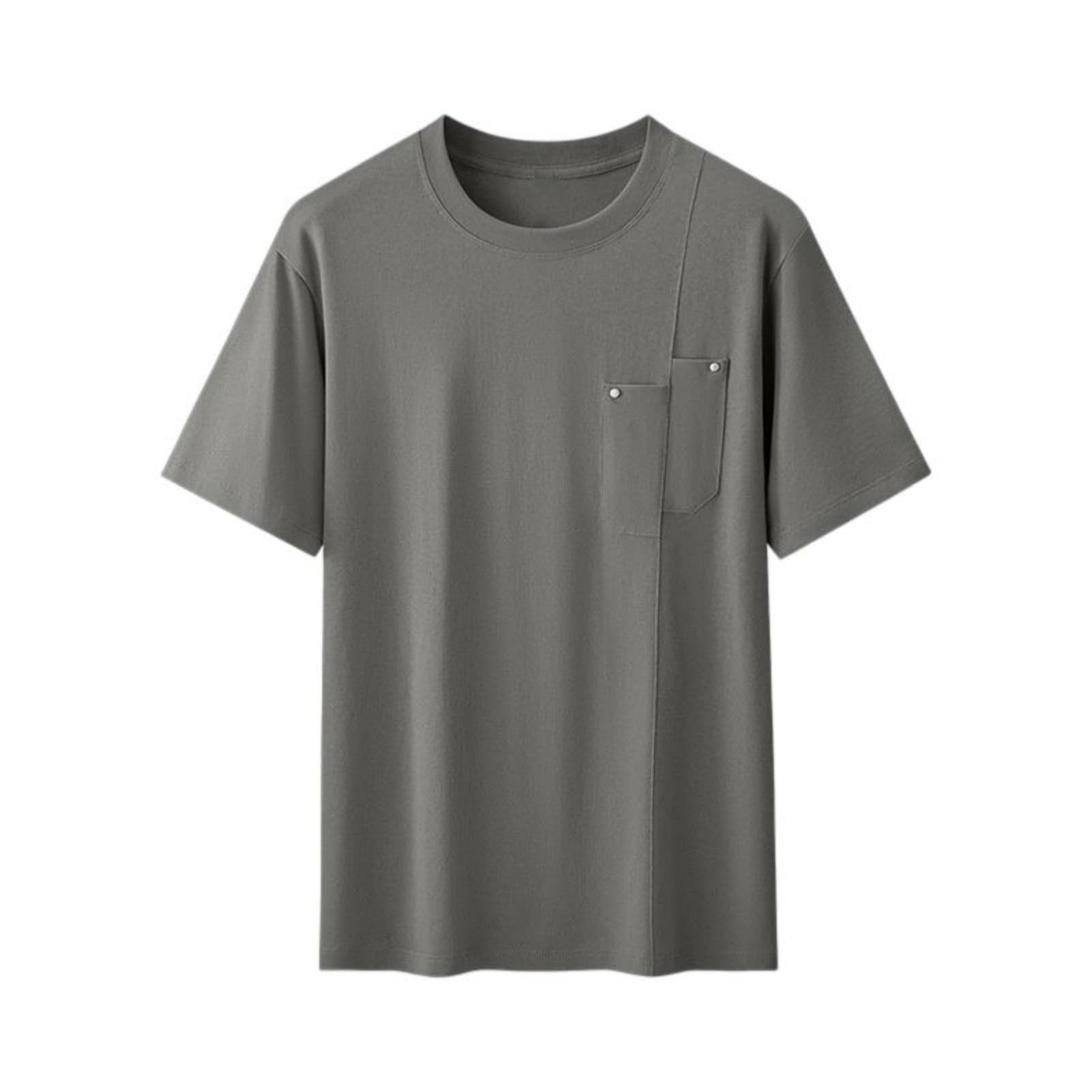 T-shirt manches courtes homme coton ample col rond patchwork casual - 3