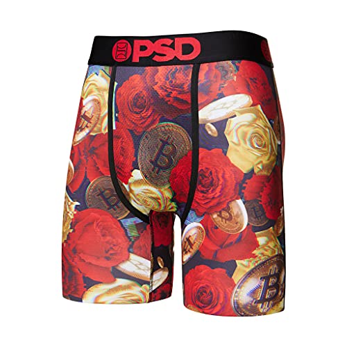 PSD Men's Bitcoin Roses Boxer Briefs, Multi, L2