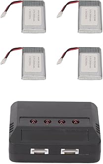 4PCS 903048 3.7V 2000mAh RC Quadcopter Drone Replacement Battery Spare Parts with Charger for KY601S H11D H11C RC Quadcopter