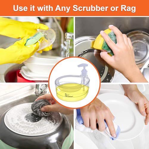 SWAPKART Double Layer Soap Dispenser for Bathroom Accessories Dishwasher Liquid Holder Dispenser Pump with Sponge Holder Kitchen Sink Accessories Items for Home Kitchen Gardening(transaprent mily) 4 5180ugs0vBL