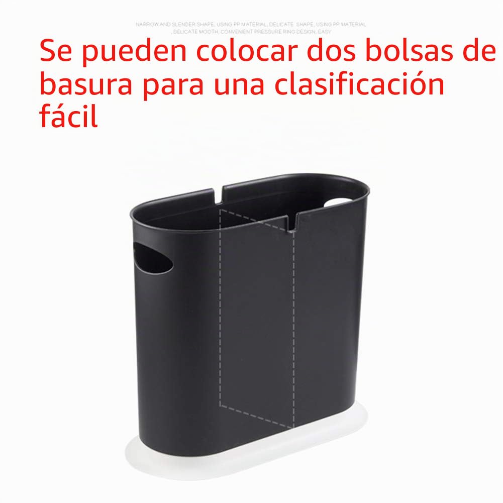 Cubo de basura ovalado dividido de 8 litros de estilo nórdico con tapa para baño, cocina, dormitorio, oficina, cubo de basura ovalado dividido (negro)