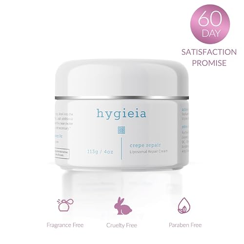 Miniatura 5 de Hygieia Crepey Skin Repair Cream - Crema liposomal antienvejecimiento para cara, cuello y cuerpo - Fórmula celular profunda avanzada de idebenona,