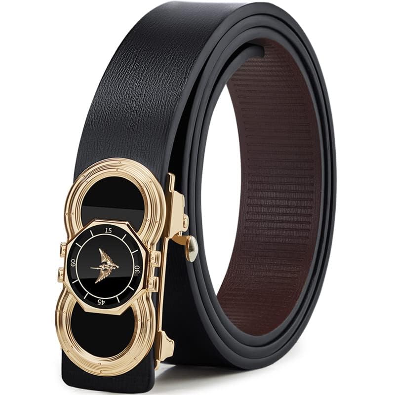 VANNANBA Genuine Leather Belts for men, Fashion Dress Designer Slide Belt for men Automatic Buckle，with Gift Box2