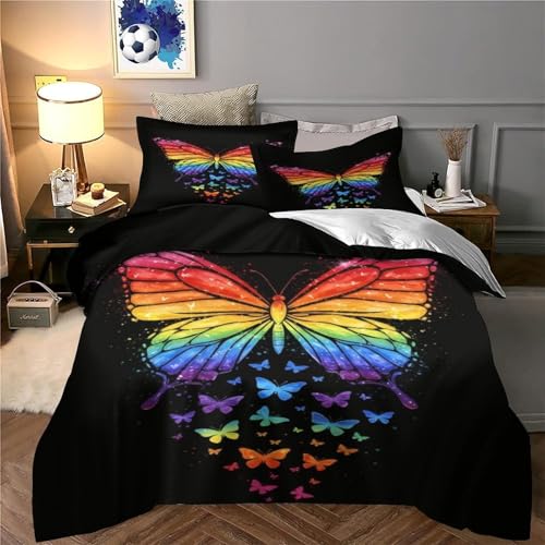 Parure de Lit Papillon Arc-en-Ciel 3D pour Créer un Cocon Douillet dans une Chambre d'Ado - 6