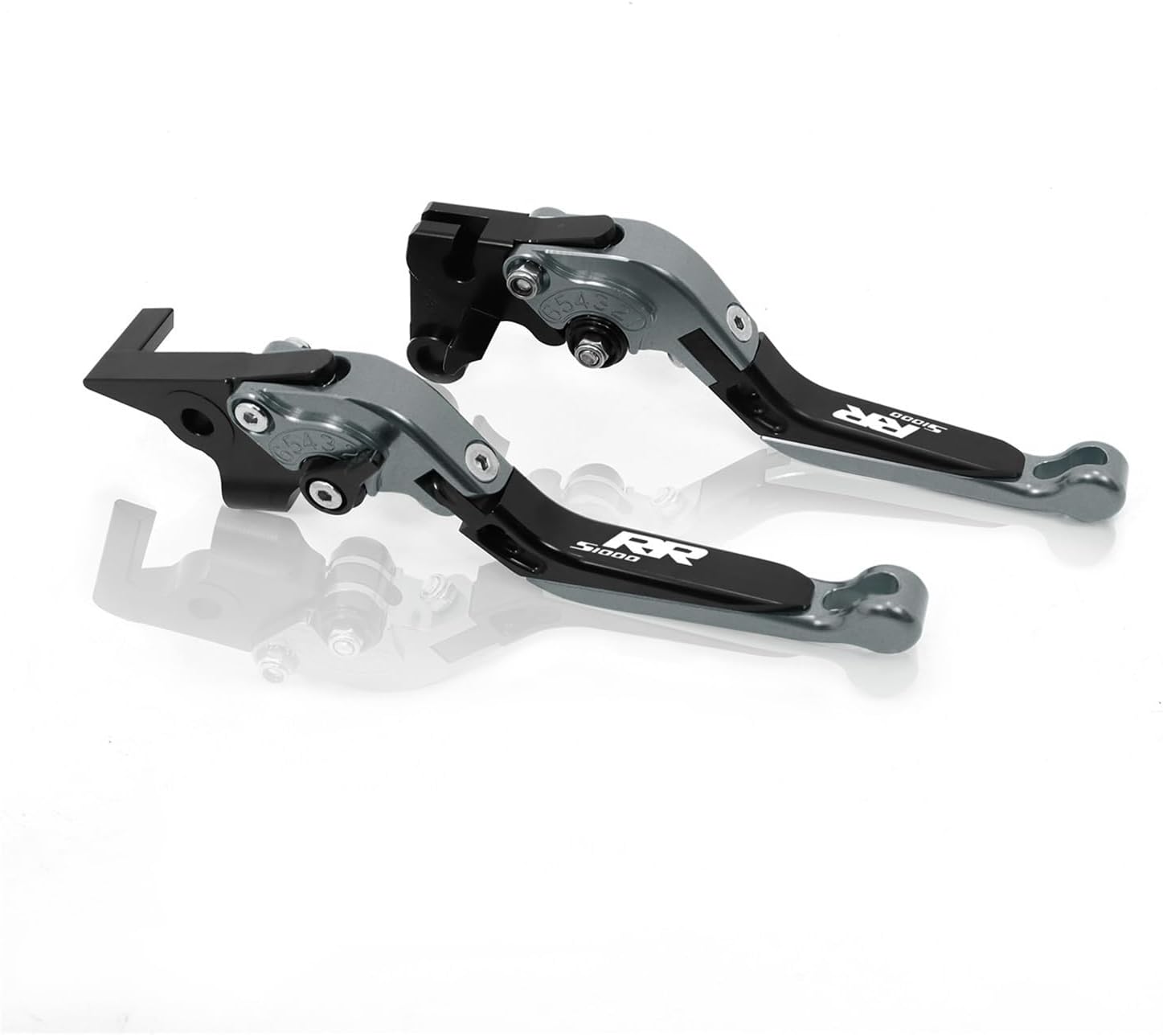 Motorcycle CNC Adjustable Folding Extendable Handle Bar Brake Clutch Levers Compatible with BM W S1000RR S1000 RR S 1000 RR 2010-2019 Brake levers(Grey+Black+Grey)