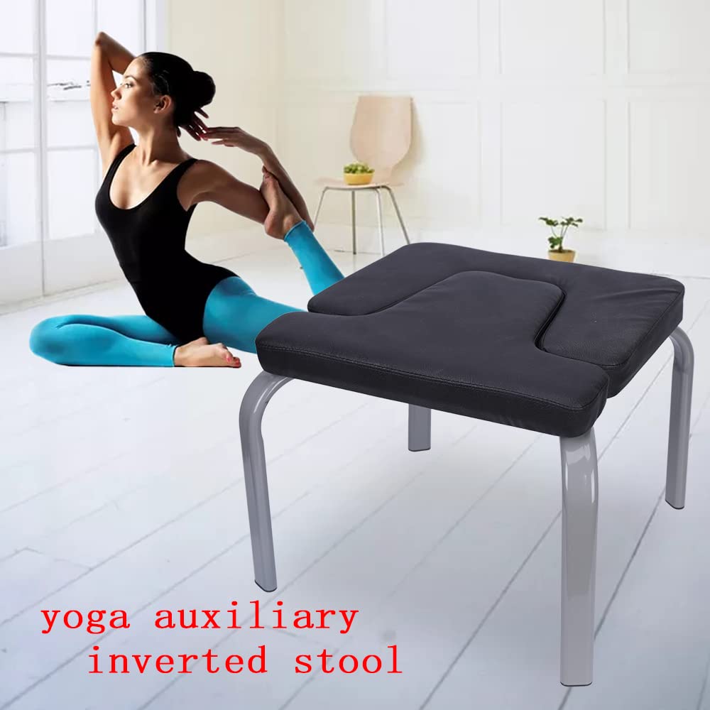Yoga Kopfstandhocker Kopfstand Yogastuhl Yoga Trainingskopfständer Bank Yoga Poster Yoga Hocker Fitness Bench Zuhause Stuhl Fitness für Körper und Geist und Freizeit Schwarz