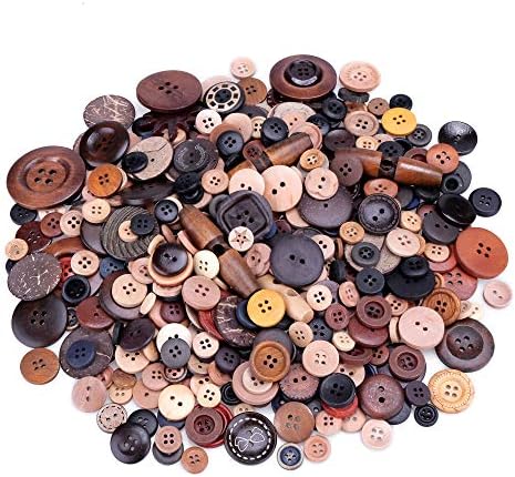 Greentime 1200 pcs Blended Coloration Assorted Sizes Wooden Wood Buttons for Crafts Stitching DIY Handbook Button Portray DIY Handmade Decoration Buttons, 2 Holes and 4 Holes