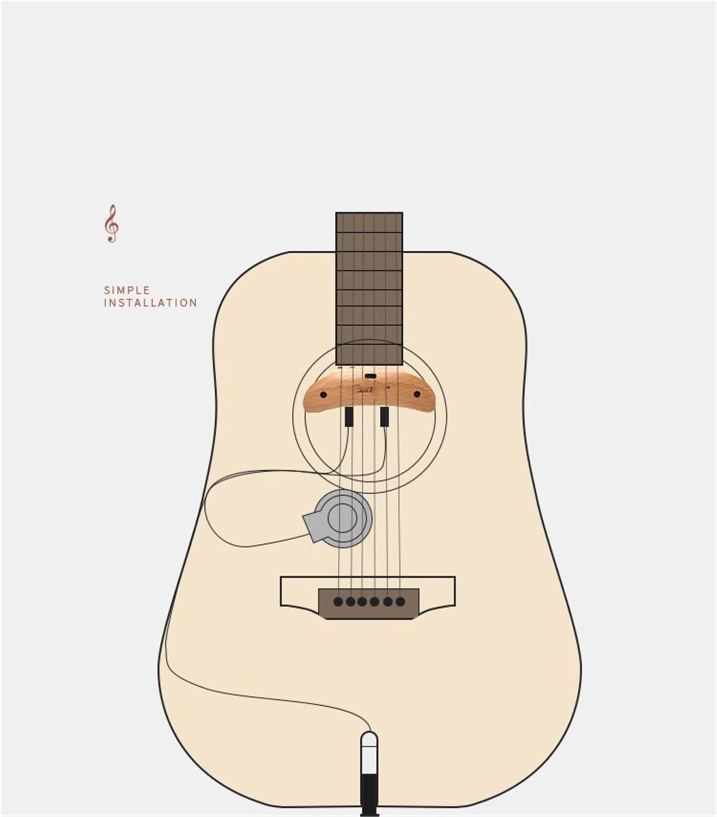Pickup per chitarra acustica con vibrazione giallo facile da installare con accessori Pickup Chitarra Acustica