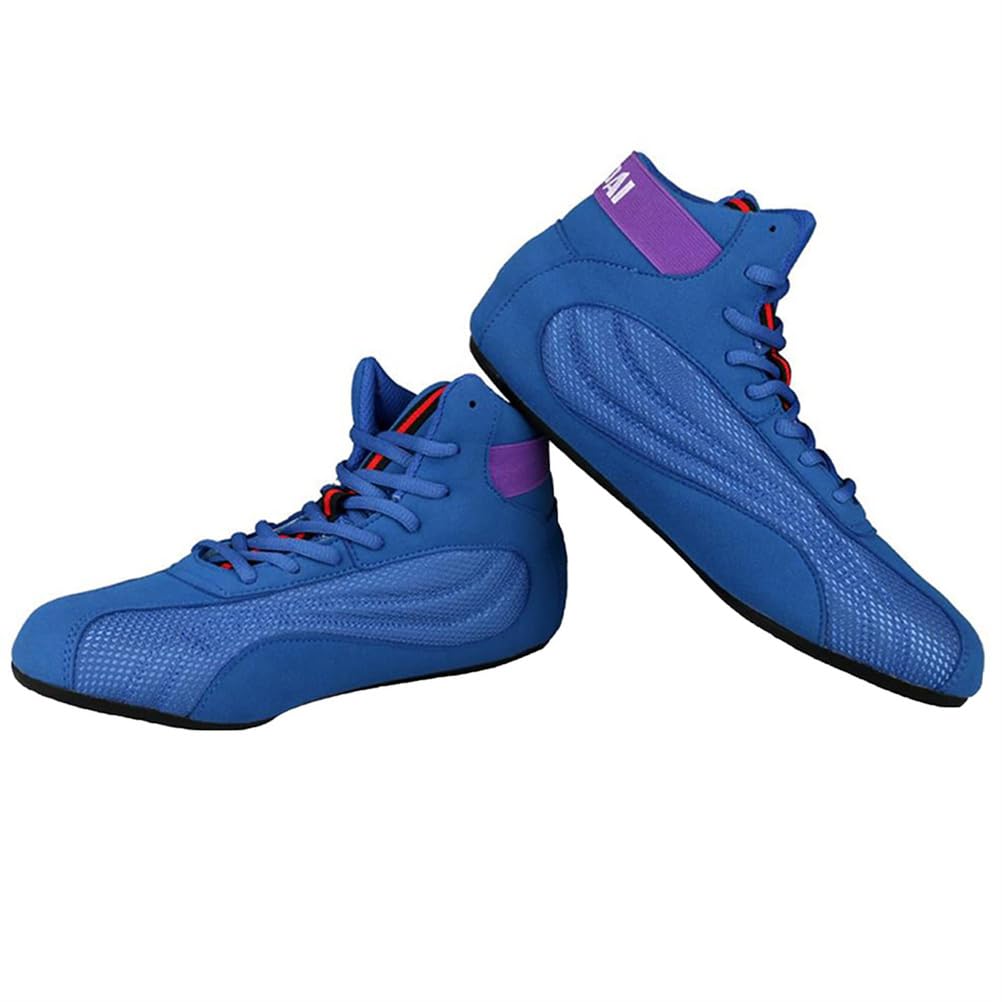 Botas De Lucha Y Boxeo para Hombres, Jóvenes Y Mujeres, Ligeras, Transpirables, Antideslizantes, para Sentadillas, Culturismo Y Entrenamiento Fitness,Azul,38 EU